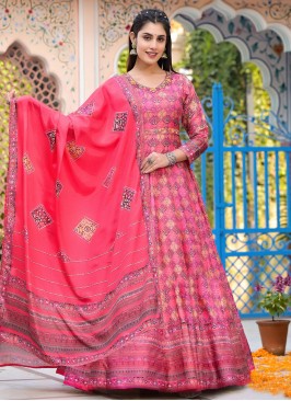 Pink Handwork Party Readymade Gown