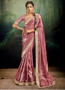 Pink Jacquard Border Trendy Saree