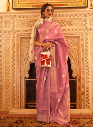 Pink Linen Classic Saree