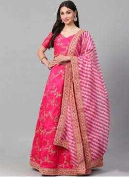 Pink Mehndi Art Silk Lehenga Choli
