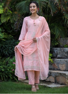 Pink Mehndi Silk Readymade Salwar Kameez