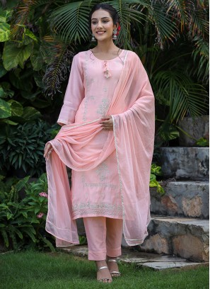 Pink Mehndi Silk Readymade Salwar Kameez