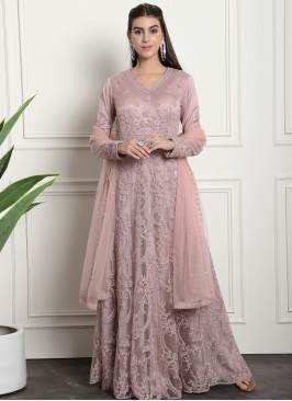 Pink Net Anarkali Salwar Suit