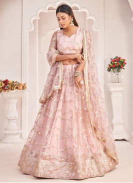 Pink Net Designer Lehenga Choli