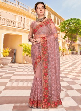 Pink Net Engagement Classic Saree