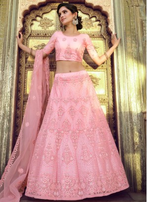 Pink Net Lehenga Choli