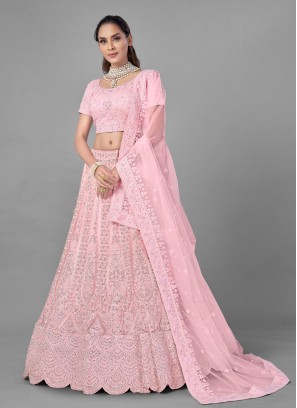 Pink Net Lehenga Choli