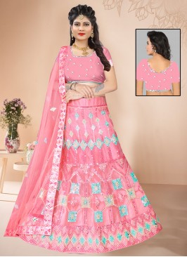 Pink Net Mehndi Lehenga Choli