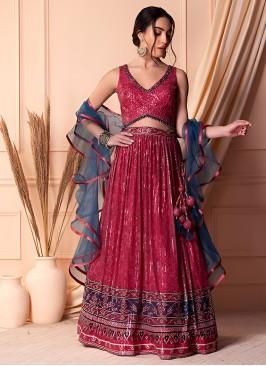 Pink Net Readymade Lehenga Choli