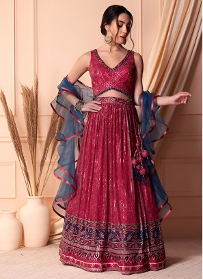 Pink Net Readymade Lehenga Choli
