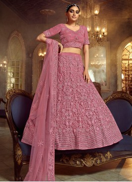 Pink Net Sangeet Lehenga Choli