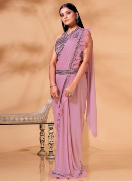 Pink Organza Ceremonial Contemporary Saree