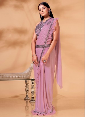 Pink Organza Ceremonial Contemporary Saree
