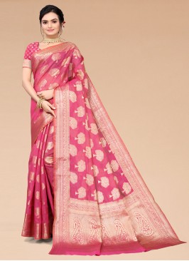 Pink Organza Festival Classic Saree