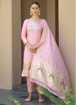 Pink Party Banarasi Silk Salwar Suit