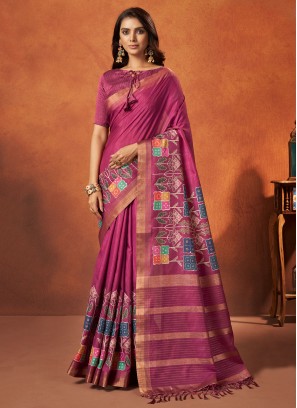 Pink Party Crepe Silk Designer Saree