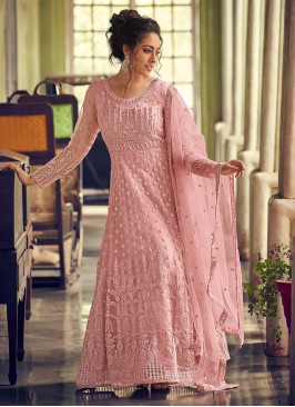 Pink Party Georgette Designer Floor Length Salwar Suit