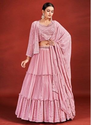 Pink Party Georgette Lehenga Choli