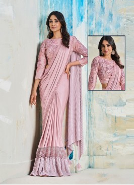 Pink Party Lycra Traditional Saree