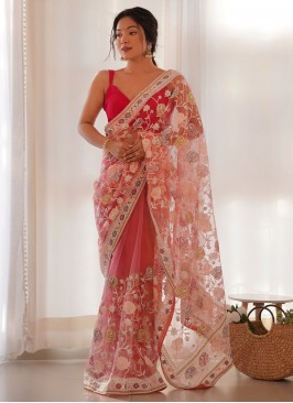 Pink Party Net Classic Saree