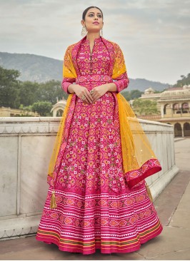 Pink Patola Print Wedding Trendy Gown