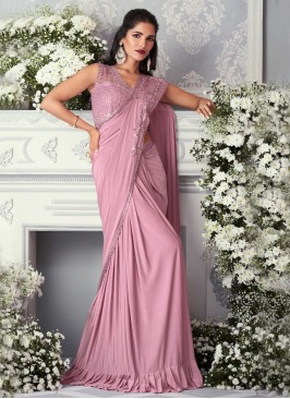 Pink Plain Trendy Saree