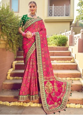 Pink Pure Silk Embroidered Designer Saree