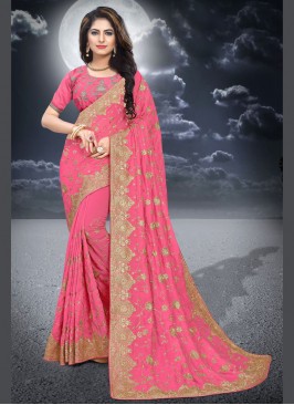 Pink Reception Silk Classic Saree