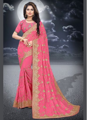 Pink Reception Silk Classic Saree