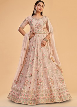 Pink Sangeet Function Wear Georgette Anarkali Salwar Suit