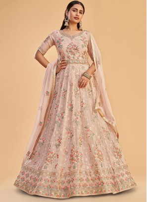 Pink Sangeet Function Wear Georgette Anarkali Salwar Suit