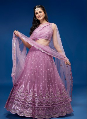 Pink Sangeet Net Designer Lehenga Choli