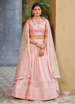 Pink Sequins Engagement Lehenga Choli