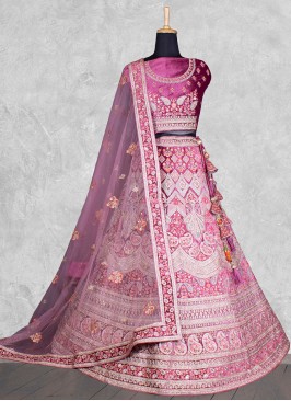 Pink Sequins Georgette Lehenga Choli