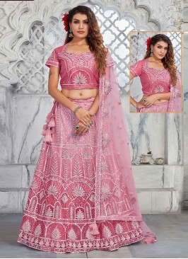 Pink Sequins Net Designer Long Lehenga Choli