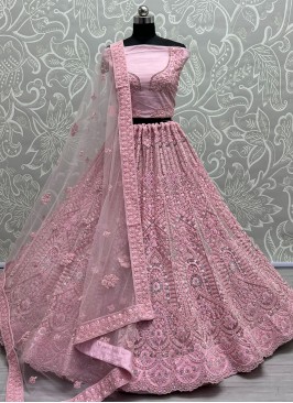 Pink Sequins Net Trendy Lehenga Choli