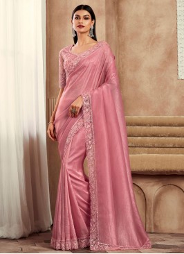 Pink Sequins Trendy Saree