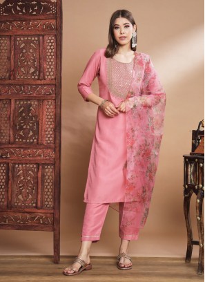 Pink Silk Ceremonial Trendy Salwar Kameez