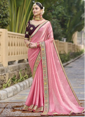 Pink Silk Designer Saree