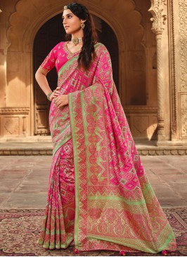 Pink Silk Party Contemporary Style Saree