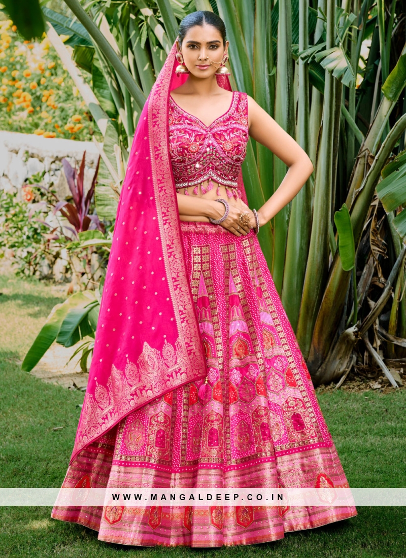 Pink Silk Readymade Lehenga Choli