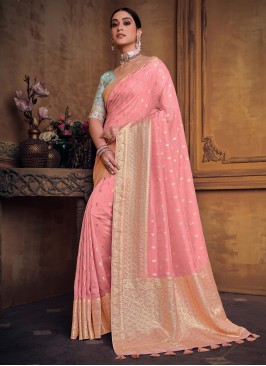 Pink Silk Reception Designer Saree