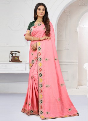 Pink Silk Stone Classic Saree