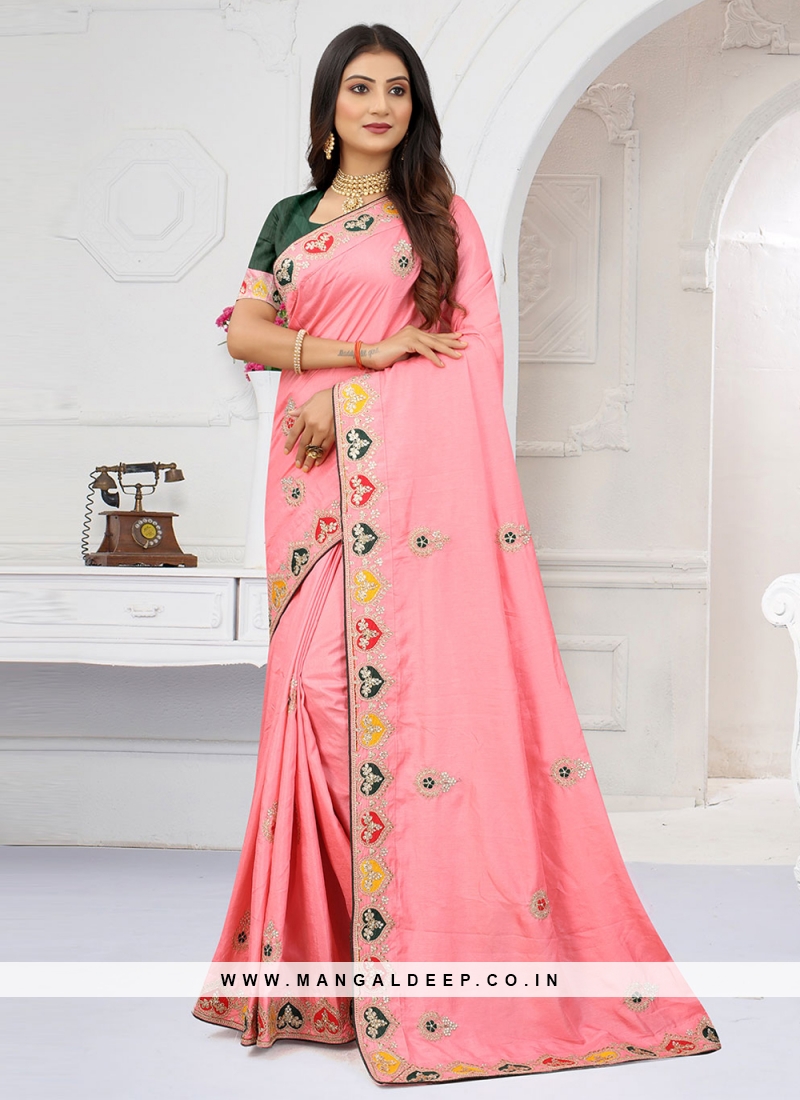 Pink Silk Stone Classic Saree