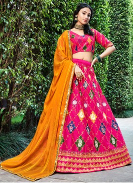 Pink Silk Thread Lehenga Choli