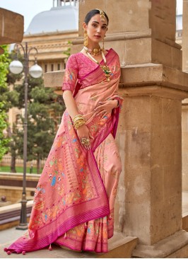 Pink Silk Zari Contemporary Saree