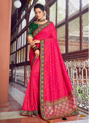 Pink Silk Zari Traditional Saree