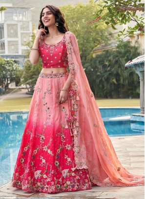 Pink Stone Work Reception Trendy Lehenga Choli
