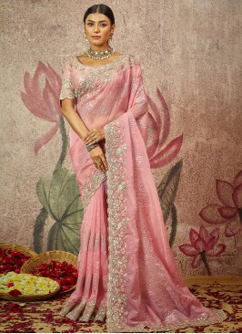 Pink Swarovski Reception Saree