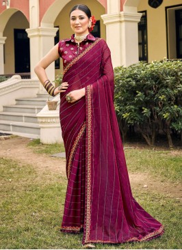 Pink Swarovski Trendy Saree